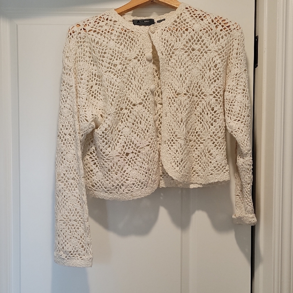 Liz Claiborne Cream Crochet Cardigan